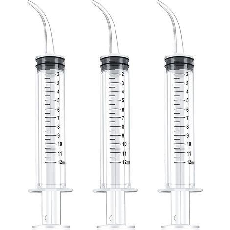 12-ml-Dentalspritze, graduierte Einweg-Dentalspülspritze, Mundspülspritze mit gebogener Spitze zur Reinigung und Zahnpflege (3 Stück) (1/5)