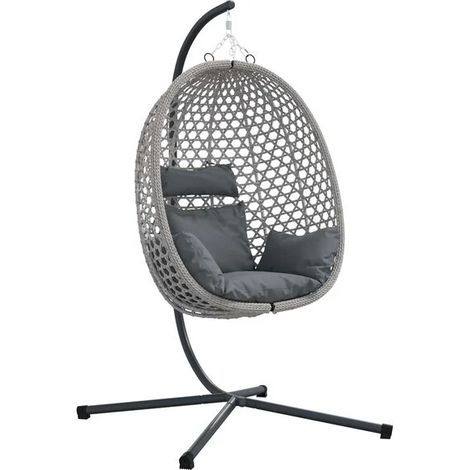 Fauteuil suspendu gris anthracite, dimensions : 104 x 100 x 191 cm