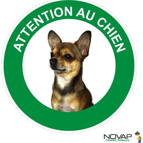 Panneau Attention au chien Chihuahua - Rigide Ø180mm - 4041568