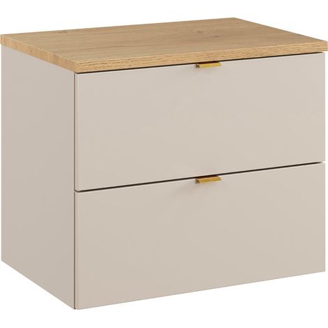 Meuble sous-vasque 60cm plan de toilette Azel Cachemire et Bois (1/4)