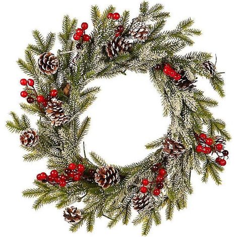 Couronne artificielle décorative pour porte d'entrée, couronne de Noël pour l'intérieur et l'extérieur, idéale pour les magasins, les bureaux et les sapins de Noël. (1/5)