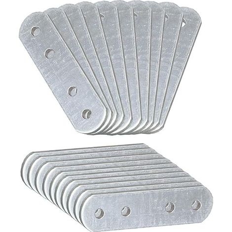 Plaques de liaison métalliques galvanisées pour assemblage et réparation - 60 × 16 × 2 mm, lot de 20 (1/3)