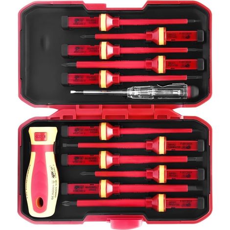 13-teiliges Elektriker-Schraubendreher-Set VDE, Werkzeuge zur Prüfung magnetischer Isolationen, Magnetprüfgerät, isoliertes Design, mit Aufbewahrungskoffer