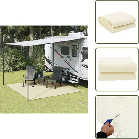 Zeltteppich Creme 4x3 m - Campingausrüstung - Zeltausrüstung - Zeltbodenmatte - Rutschfeste Unterlage - Gartenmöbelschutz (1/5)