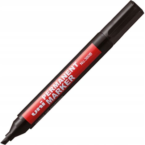 Rotulador permanente negro con punta biselada Uni-380B