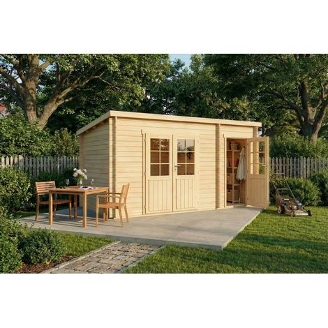 Alpholz Gartenhaus aus Holz, Holzhaus mit 28 mm Wandstärke Blockbohlenhaus (1/4)
