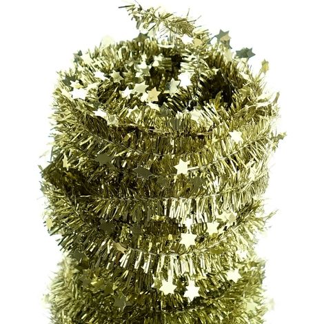 Weihnachts-Lametta-Sterngirlande Goldfarben glänzend 7 Meter - Kunststoff (1/2)
