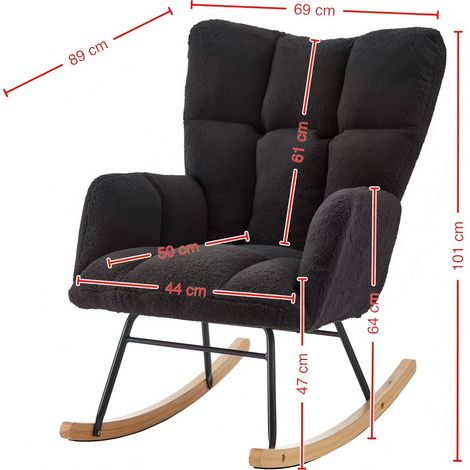 Fauteuil à bascule moderne 69×89×101 cm – Relaxation polyvalente pour salon, chambre, bureau, chambre d’enfant & balcon – Design scandinave avec piétement en bois et cadre métallique (1/5)