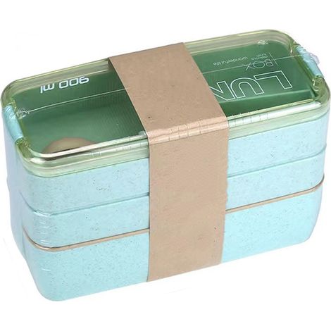 Bento Box - 3 Compartiments Empilables - Pour Adultes - Usage Bureau et Déplacements - 1 Pièce (1/5)