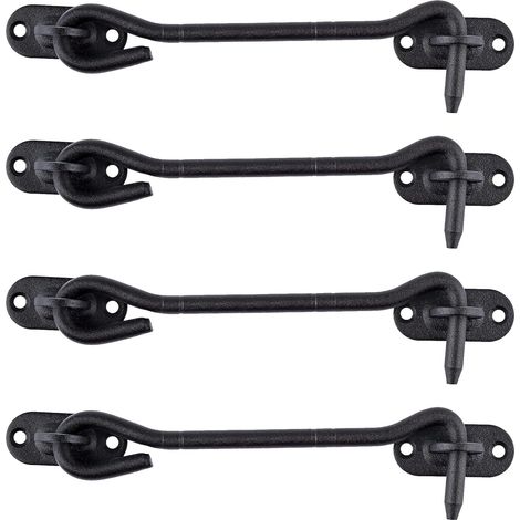 Crochet de Cabine en Acier Inoxydable 150 mm Loquet de Porte Serrures de Portes pour Portes de Grange Coulissante Armoire Fenêtre Abri Jardin Clôture Noir Paquet de 2 Pièces