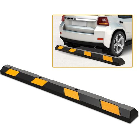 COSTWAY Fermaruote in Gomma per Parcheggi e Garage, Ferma Ruote con Strisce Riflettenti Gialle Capacità di Carico di 4 Ton, Barriera Parcheggio per Auto e Camion 183 x 15 x 10 cm, Nero e Giallo (1/5)