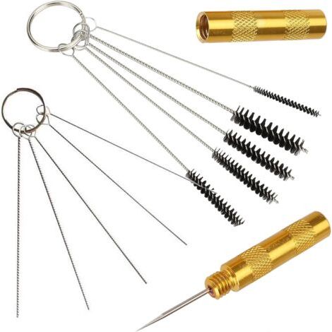 QORVA-Kit 3 pièces pour nettoyage et réparation aérographe (brosses, aiguilles en acier inoxydable)