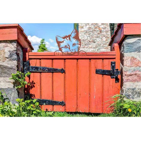 Décoration de Jardin Silhouette de Chat en Acier Aspect Rouille avec Vis 20,9 x 25,1 cm - PANGIVO (1/2)