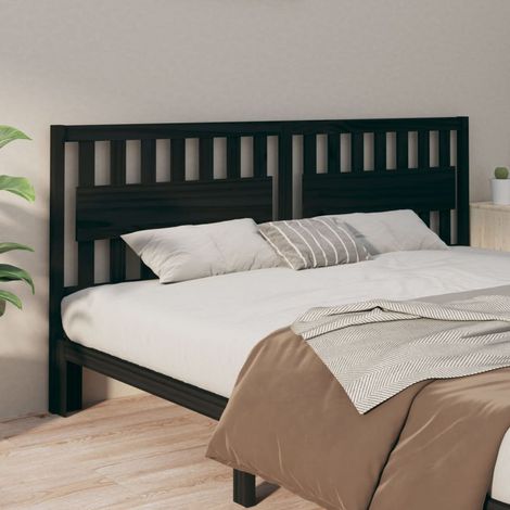 Tête de lit Contemporain Pour Lit adulte Noir 205,5x4x100 cm Bois massif de pin 84803 (1/5)