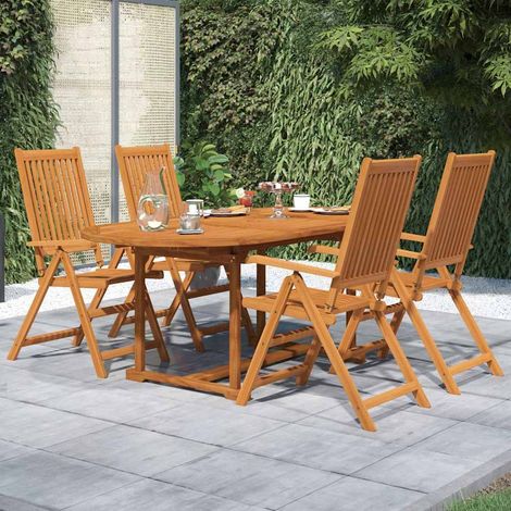 Ensemble à manger de jardin 5 pcs-Salon de jardin Bois d'acacia massif 120-170 cm 395328 (1/5)