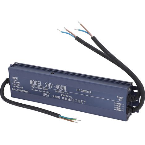 Alimentation LED étanche IP67 400W 24V 16,6A, transformateur à tension constante AC170-265V avec puce de protection (1/5)