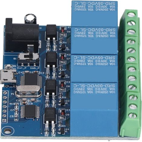 Module relais 4 voies avec indicateur LED, protection contre les transitions, microcontrôleur 8 bits, port USB, longue durée de vie. (1/5)