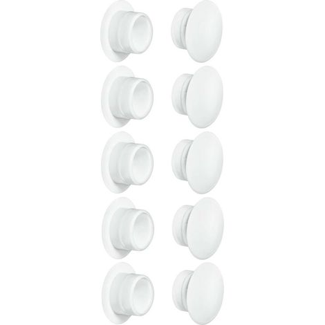 10x bouchon blanc diamètre d = 8mm x D = 10mm capuchon protection meuble cache trou vis (1/2)