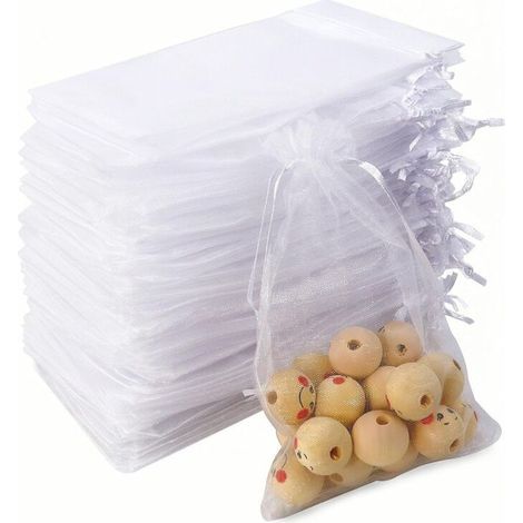 100 bolsitas de organza, 10 x 15 cm, bolsitas de organza blancas, bolsas de regalo de organza, bolsas para joyas, bolsas para dulces, bolsas de lavanda, bolsas con cordón para bodas.