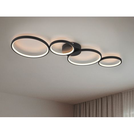 Flache LED Ring Deckenleuchte RONDO in Schwarz matt, Breite 97cm