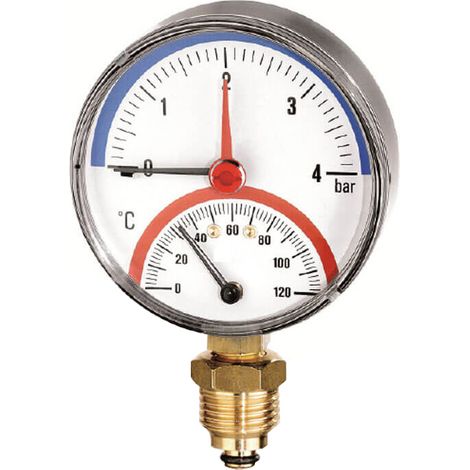 Thermo-manomètre Radial Ø 80 - 4 bar - 1/2” - Graduation du thermomètre de 0°C à 120°C (1/2)
