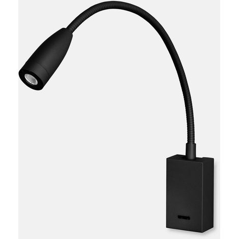 Leds-C4 Bed - Lampe de lecture murale LED noire 160lm 3000K
