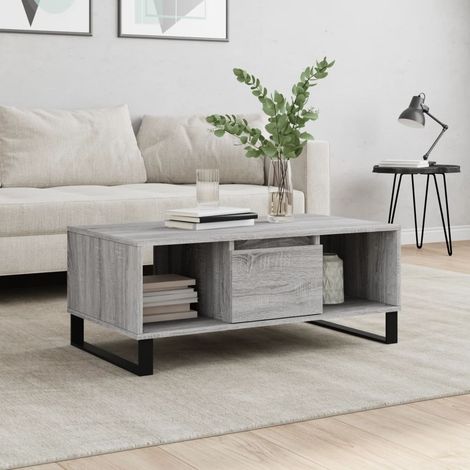 Mesa de centro madera contrachapada gris  90x50x36,5 cm