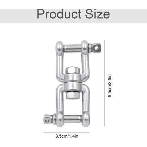 Anneaux de suspension pivotants - Mâchoires pivotantes en acier inoxydable 304, compatibles avec chaises suspendues, balançoires, sacs de frappe, équipements de yoga - Lot de 2 (1/3)