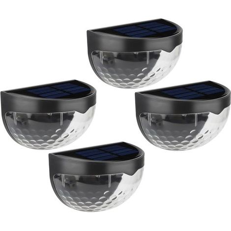 Iluminación solar exterior para escaleras, iluminación solar para cercas, iluminación LED impermeable, patio (blanco cálido, negro, 4 paquetes) (1/5)