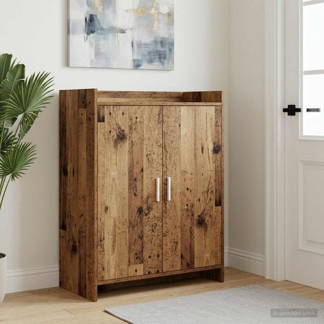 vidaXL Cabinet à chaussures avec porte Bois ancien 73,5 x 36 x 92 cm (1/5)
