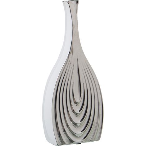 Vase Céramique 36 Cm Blanc/Argent 16X6X36 Cm (1/2)
