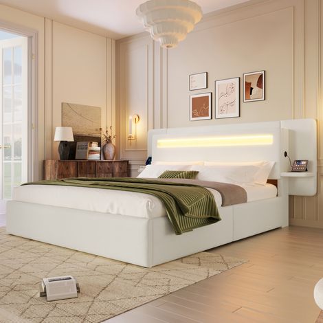 Table basse ovale 100x40x38 cm MDF et pieds en bois naturel avec rangement fermé - CHICFURN (1/5)