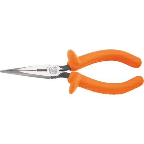 Pince à bec long avec poignées incurvées, couteaux en acier forgé et isolation double couche avec protège-mains (1/2)
