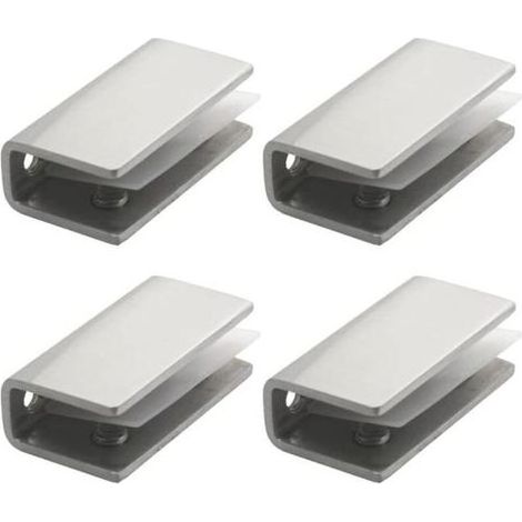 Pince Verre Inox, 4 Pièces Support Etagere Verre, Support Miroir 8-12MM, Fixation Miroir Mural, pour Fenêtre de Main Courante Descalier (1/4)
