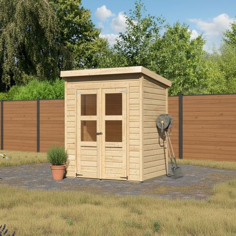 Abri Jardin Bois Brut 2.2m² Merseburg 2 Karibu Double Porte (1/5)