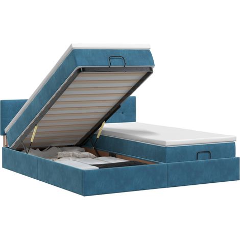 Maison Exclusive - Letto ottomano con materasso 2 pz Blu Scuro Velluto (1/5)