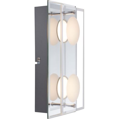 Lampada da parete a LED in vetro per camera da letto, lampada da bagno cromata  Globo 49228-2