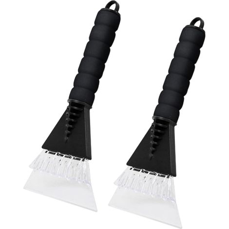 2 Pcs Ice Scraper For Car Windscreen, Car Scraper, Ice Scraper, With Soft Grip Handle Fridge Freezers Extra Strong Removal Tool, Fast And Easy Ice And Snow Removal For Windscreens (Black) (1/5)
