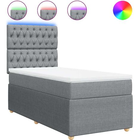 Maison Exclusive - Cama box spring con colchón tela gris claro 80