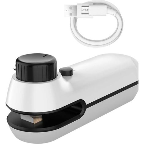 Sollbry Mini machine à sceller sous vide à chaud 2 en 1 pour sacs et coupe-sacs - Mini machine à sceller portable pour le stockage des aliments,blanc (1/5)