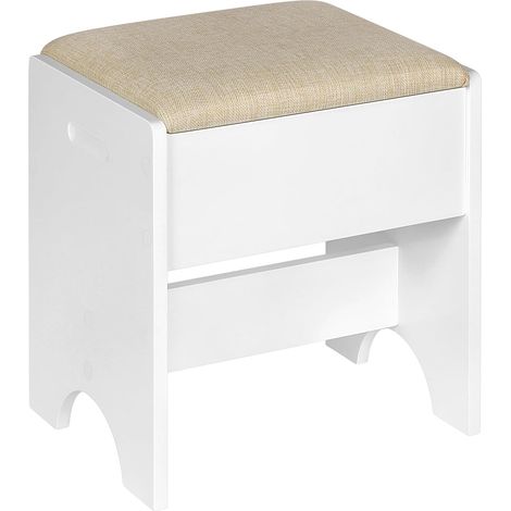 WOLTU Dressing Table Stool Cushioned Stool Seat Bedroom Makeup Stool, Beige + White (1/5)
