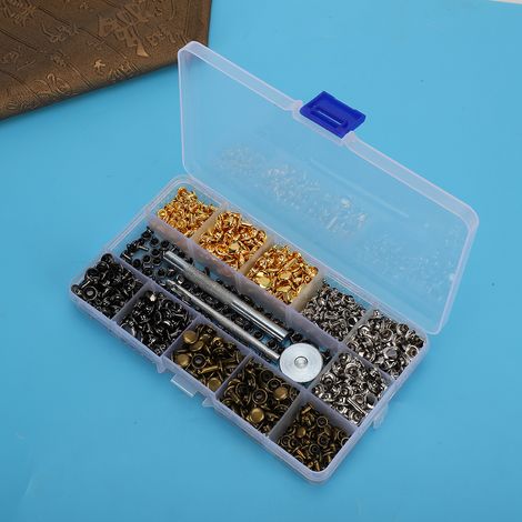 480 jeux de rivets, coffrets d'outils 3 pièces, jeu de rivets double face en cuir (1/2)