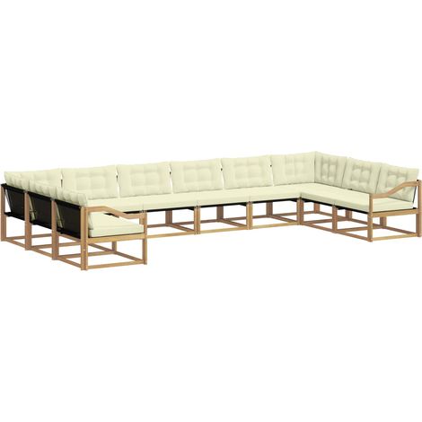 Set di divani da esterno 10 pz 10-Posti Bianco e Crema vidaXL (1/5)