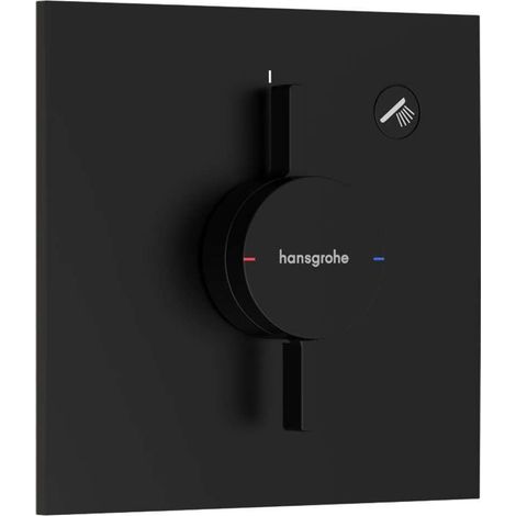 Mitigeur de douche encastré, Robinet douche carré 1 sortie, Mitigeur monocommande pour iBox universal 2, Noir mat, 75617670 (1/3)