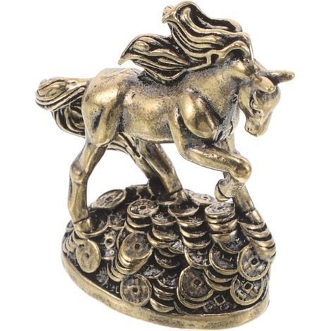 Estatua de caballo de latón estilo Feng Shui, decoración de amuleto de la suerte al galope, escultura china (metal)