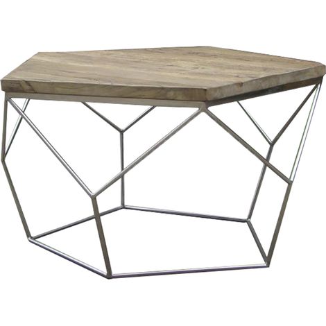 Couchtisch Pärumm Gype 80x80x40 cm aus Recyceltem Ulmenholz und Eisen