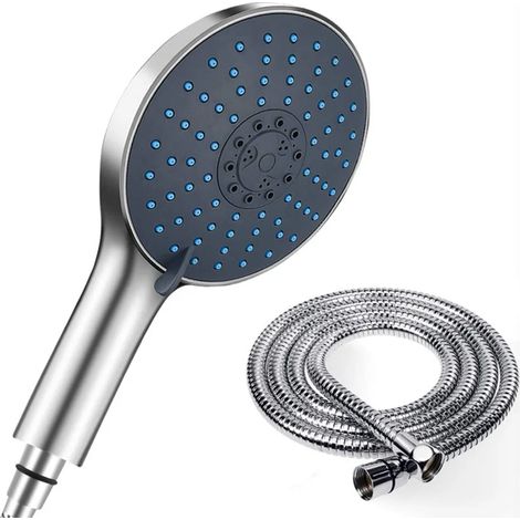 Pommeau de douche à main haute pression avec 7 jets, buses en silicone anti-obstruction, support mural en ABS pour économie d'eau (UE, Australie, Canada). (1/5)
