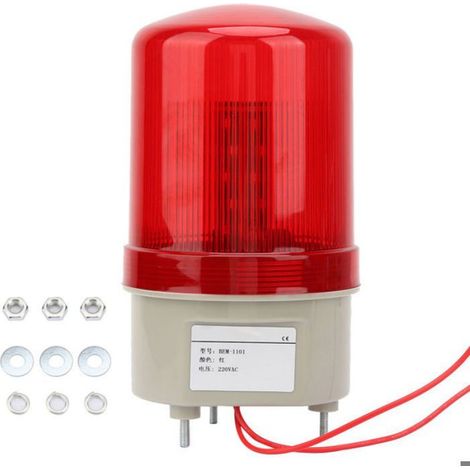 Voyant D'avertissement - LED Rouge - 220 V AC - Diamètre 97 mm - Hauteur 175 mm - Pour Chantier Atelier Barrage Routier - 1 Pièce (1/5)