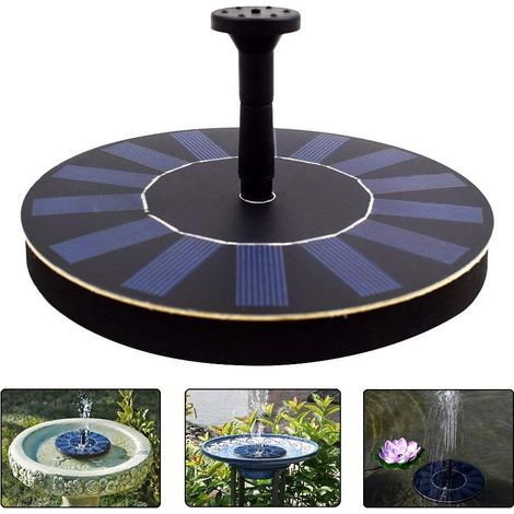 Fontaine solaire, pompe flottante avec 4 buses de pulvérisation différents débits d'eau, pour les bains d'oiseaux, les petits bassins (1,4 W) (1/4)