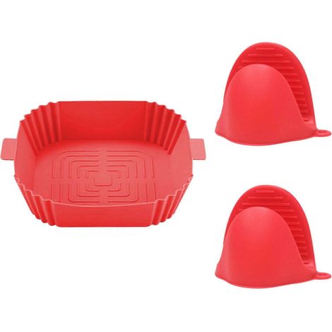 Panier en silicone multifonctionnel, plateau de cuisson antiadhésif facile à nettoyer pour friteuse à air chaud, avec gants inclus (1/3)